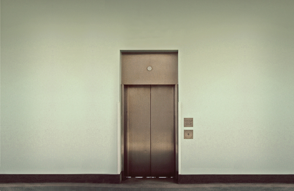 Imagine that you're inside this elevator. There are no windows and you can't see out.